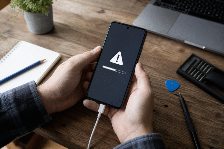 Android phone showing an APK installation warning during troubleshooting